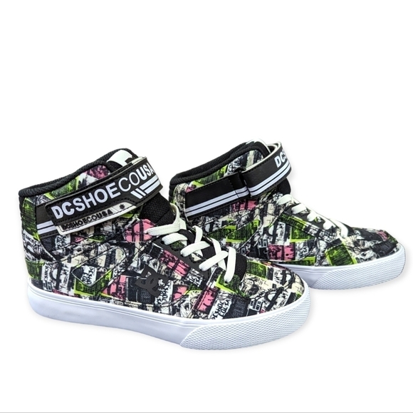 New DC Kids Trainers Boys High Tops DC Sneakers Grafitti Multicolor DC High Tops - Picture 12 of 12